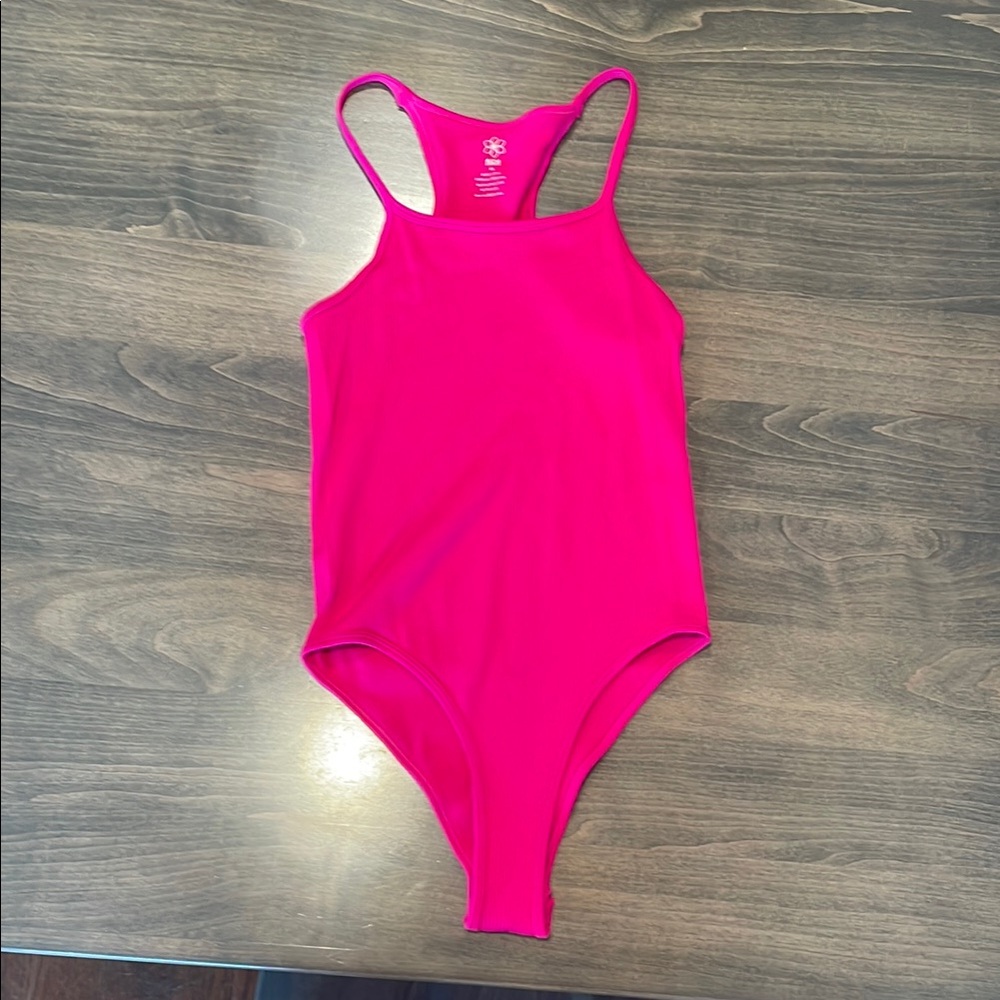 Aura Pink Bodysuit with Strappy Cutout Details